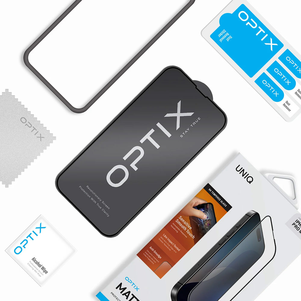 Picture of Apple iPhone 16 Pro Max 6.9 Screen Protector | Uniq Optix Vivid Tempered Glass Screen Protector with Installation Helper Kit for iPhone 16 Pro Max 6.9 (Clear)