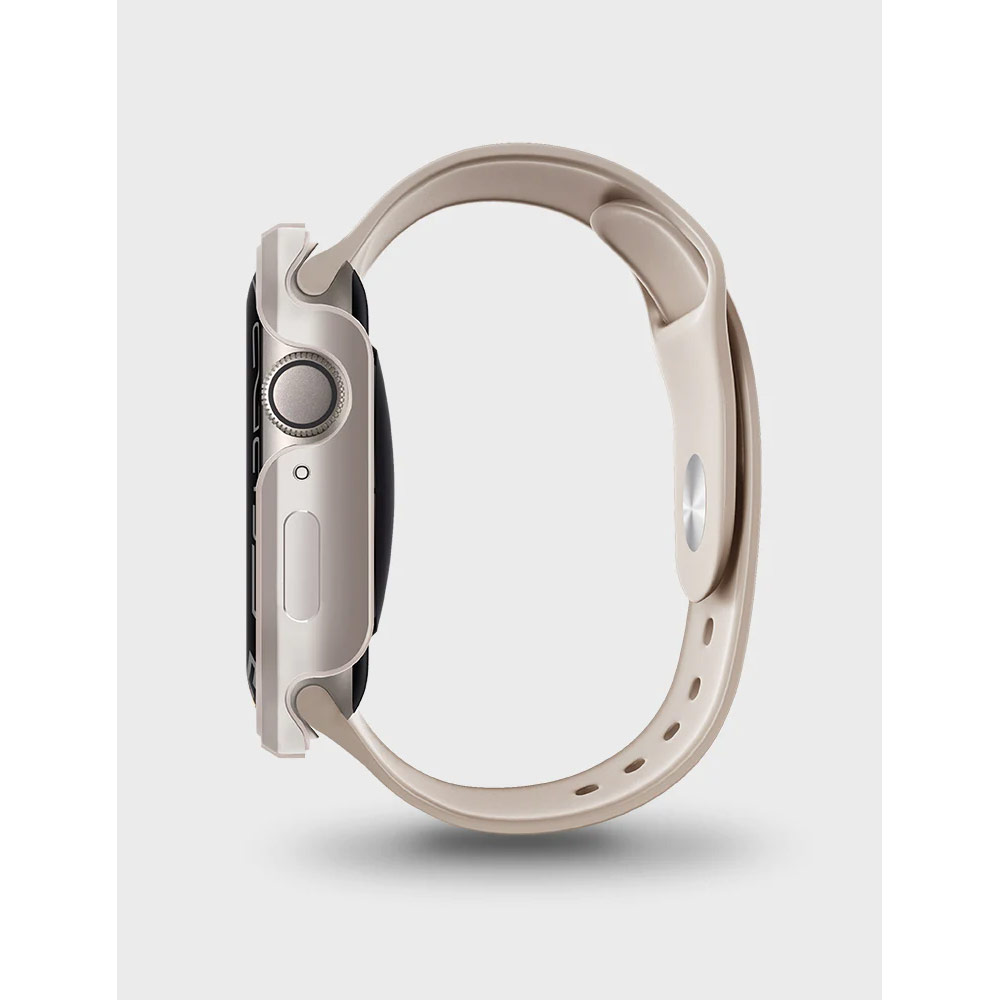 Picture of Apple Watch 44mm Case | Uniq Valencia Hybrid Series Case with Reinforced Aluminum TPU Material for Apple Watch 45mm 44mm (Starlight)
