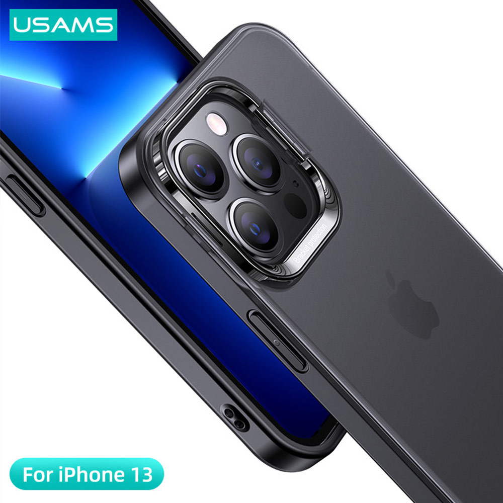 Picture of Apple iPhone 13 Pro 6.1 Case | USAMS Eagle Series Camara Lens Protection Case Standable Case for iPhone 13 Pro 6.1 (Tinted White)