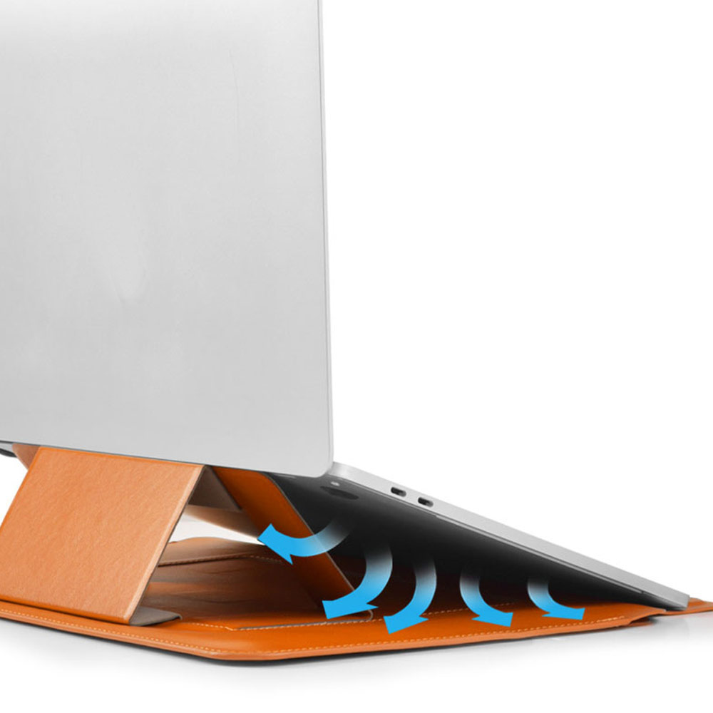 Picture of Apple Macbook Pro 14.2 2021  | WIWU Skin Pro Slim Stand PU Leather 2 in 1 Sleeve for Macbook Pro 16 M1 Pro M1 Max 2021 16 inches Laptop (Brown)
