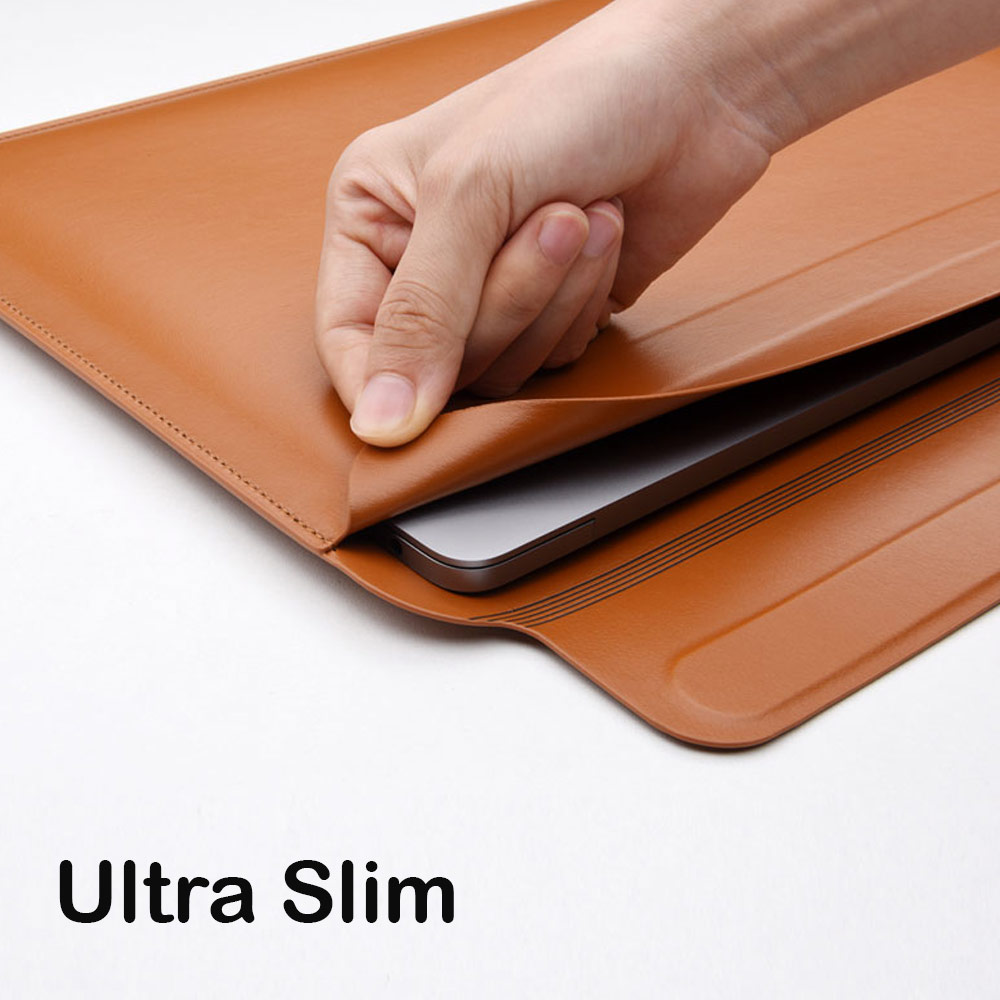 Picture of Apple Macbook Pro 14.2 2021  | WIWU Skin Pro Slim Stand PU Leather 2 in 1 Sleeve for Macbook Pro 16 M1 Pro M1 Max 2021 16 inches Laptop (Brown)