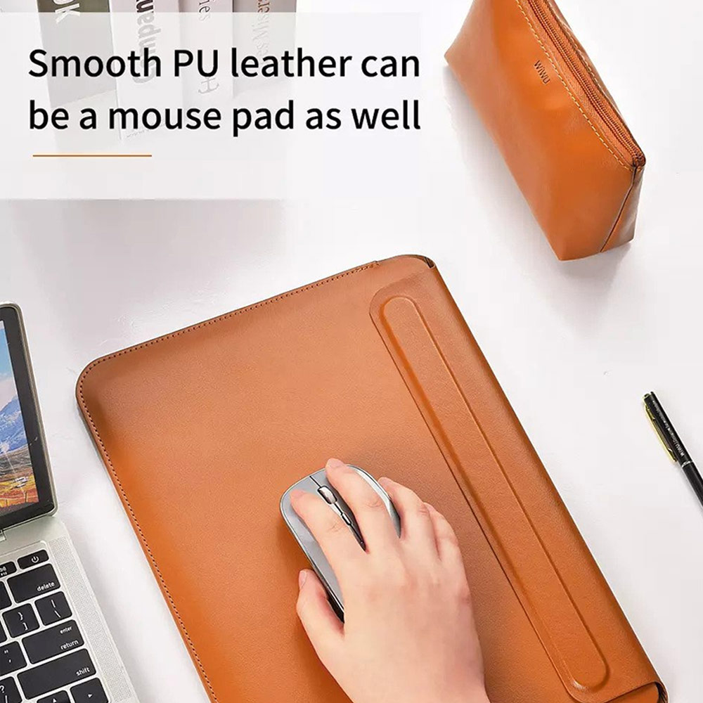 Picture of Apple Macbook Pro 14.2 2021  | WIWU Skin Pro Slim Stand PU Leather 2 in 1 Sleeve for Macbook Pro 16 M1 Pro M1 Max 2021 16 inches Laptop (Brown)