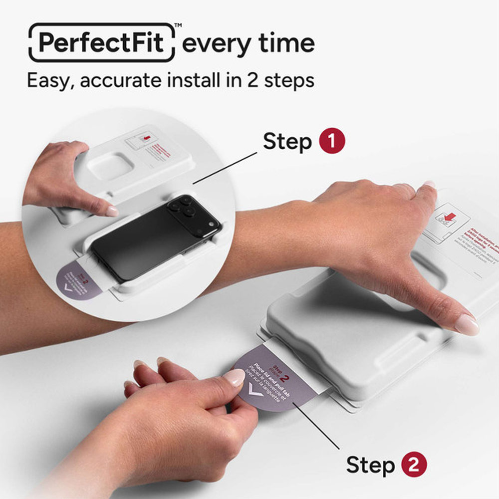 Picture of Apple iPhone 17 6.3 Screen Protector | Zagg Glass Plus Edge Tempered Glass Screen Protector with Easy Installation Tray for iPhone 17 6.3 (Clear)