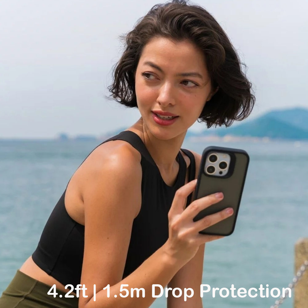 Picture of Apple iPhone 14 Pro 6.1 Case | Zagg Hampton Slim Design Improved Grip Drop Protection Anti Finger Print Case for iPhone 14 Pro 6.1 (Matte Black Tint)