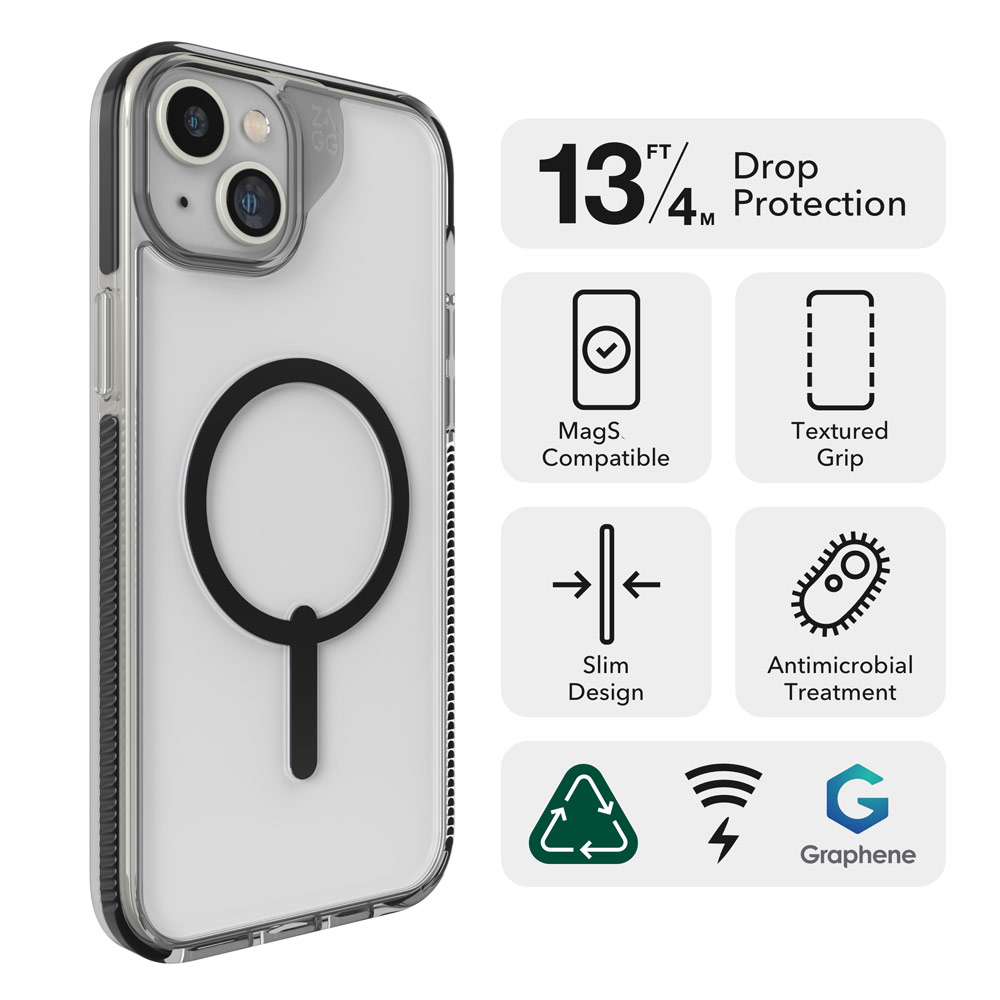 Picture of Apple iPhone 15 Plus 6.7 Case | Zagg Santa Cruz Snap Magnetic Slim Lightweight Non Slip Drop Protection Case for iPhone 15 Plus 6.7 (Blue)