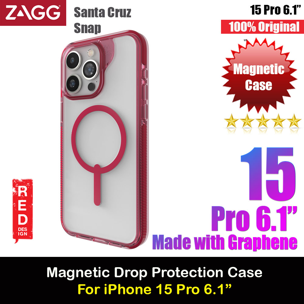 Picture of Zagg Santa Cruz Snap Magnetic Slim Lightweight Non Slip Drop Protection Case for iPhone 15 Pro 6.1 (Magenta) Apple iPhone 15 Pro 6.1- Apple iPhone 15 Pro 6.1 Cases, Apple iPhone 15 Pro 6.1 Covers, iPad Cases and a wide selection of Apple iPhone 15 Pro 6.1 Accessories in Malaysia, Sabah, Sarawak and Singapore 